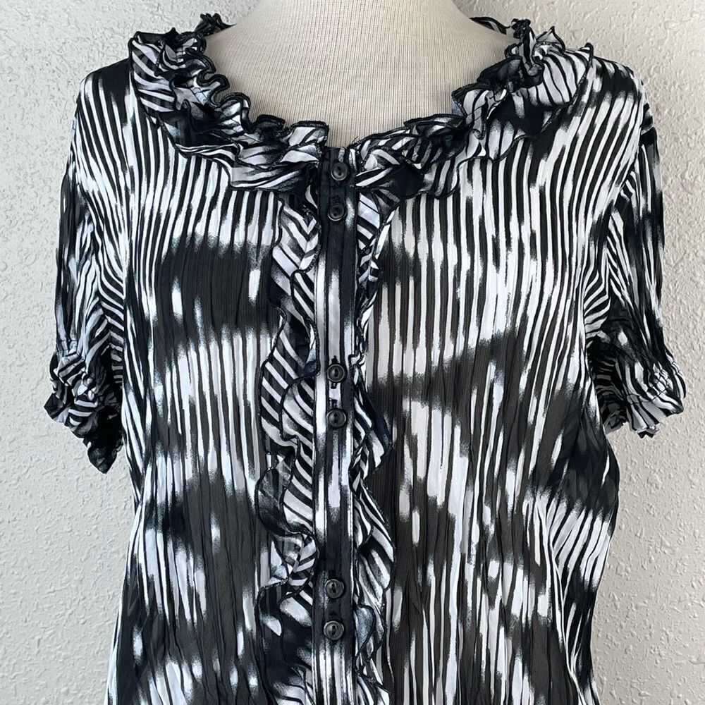 EUC Style & Co. Womens Black and White Button Down Blouse Size 12. - Picture 2 of 5
